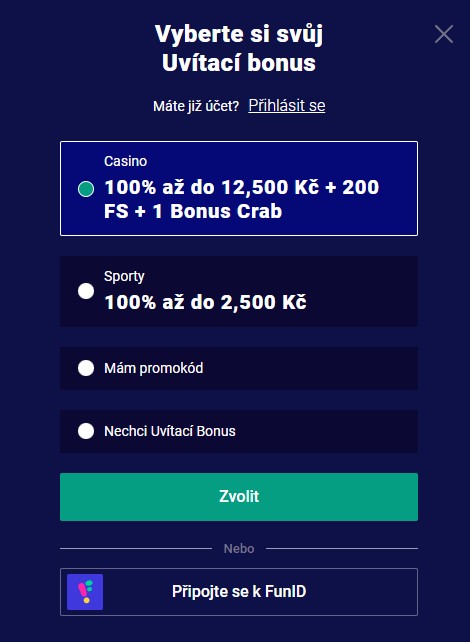 Uvítací bonus v kasinu Frumzi